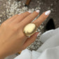 2Pcs Creative Matte Elliptical Geometric Open Ring Set for Women Punk Gold Color Adjustable Finger Ring Wed Accessories