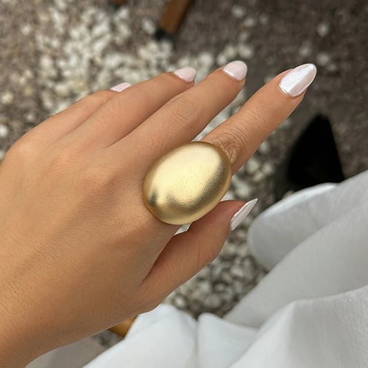 2Pcs Creative Matte Elliptical Geometric Open Ring Set for Women Punk Gold Color Adjustable Finger Ring Wed Accessories