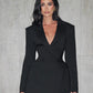 Sexy Black Blazer Dresses Deep V Neck Long Sleeve Mini Dress Elegant Fashion Woman Clothes