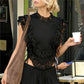 Women Lace Trim Tank Tops Patchwork Mock Neck Side Tie-up Sleeveless Layered Shirts Stylish Summer Streetwear