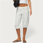 Women Low Waist Drawstring Capri Sweatpants Loose 3/4 Length Cropped Casual Pants Y2K Streetwear Daily Loungewear