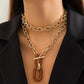 2Pcs Exaggerated Chunky Chain CCB OT Buckle Pendand Choker Necklace for Women Heavy Metal Link Jewelry Accessories Steampunk Men