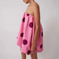 Women Polka Dot Bubble Mini Dress Strapless Flowy Short Tube Dress Off Shoulder Y2k Balloon Dress Party Beach
