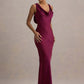 Satin Cowl Neck Backless Sexy Maxi Dress Women Gown Fashion Sleeveless Lace-up Bodycon Club Party Long Dress Female