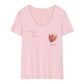 Strawberry Print Loose Fit Graphic Tee, Punk Street Casual Knit T-Shirt, Sweet Cool Daily Top for Women