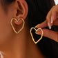 Punk Creative Hollow Out Love Heart Stud Earrings for Women Wed Bridal Lovely Gold Color Piercing Earrings Wed Jewelry