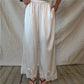 Women Elastic Waist Satin Wide Leg Pants Scalloped Lace Hem With Pockets Loose Silky Glossy Casual Vacation Trousers