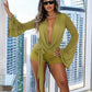 Hottie Backless Dress Women Fashion Swing Collar Bandages Mesh Patchwork Puff Sleeve Sexy Street Party Club Playsuits