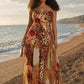 Patchwork Colorful Leopard Print Dress Women Fashion Hottie Irregular Hem Low-Neck Trend Wild Vacation Party Clubwear