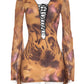 Women Mesh Bodycon Sexy Mini Dress Long Flare Sleeve Deep V Neck Leopard Print Irregular Hem Party Night Club Dresses