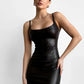 Sexy PU Leather Bodycon Dress Spaghetti Strap Backless Mini Dresses for Women Night Club Outfits