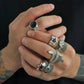 6Pcs New Gothic Snake Open Rings Set for Men Punk Irregular Stars Adjustable Knuckle Ring Halloween Jewelry Accessories