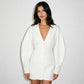 Button Up Deep V Neck Batwing Sleeves Mini Dress Fall Winter 2026 Women Clothing Elegant Dresses White Black