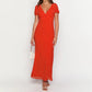Women Summer Slim Long Dress Fashion Red Short Sleeve Deep V Neck Dot Print Party Dresses Holiday Beachwear