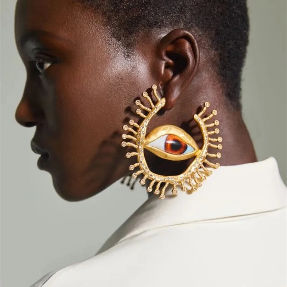 Baroque Style Vintage Resin Big Eyes Dangle Earrings For Women Jewelry New Arrival Fashion Exaggerated Lady Ears' Accessories