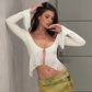 Fringed Long Sleeve Crop Tops 2026 Woman Fall Fashion Sexy T Shirts Black White