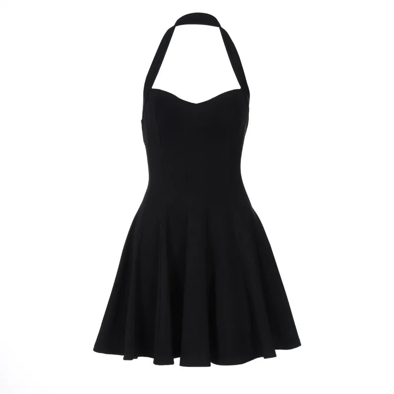 Halter Backless A-line Short Dresses 2025 Woman Elegant Sexy Black Party Dresses