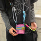Colorful Mesh Crossbody Bag with Adjustable Strap, Zipper Mini Shoulder Pouch, Casual Streetwear Small Coin Purse for Wo