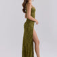 Floral Mesh Maxi Dress Women Sweetheart Wide Strap Ruched High Slit Bodycon Formal Evening Wedding Guest Long Dress