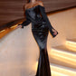 Off-shoulder Long Sleeve Sexy Maxi Dress Women Gown Black Strapless Backless Bodycon Ruched Club Party Long Dresses