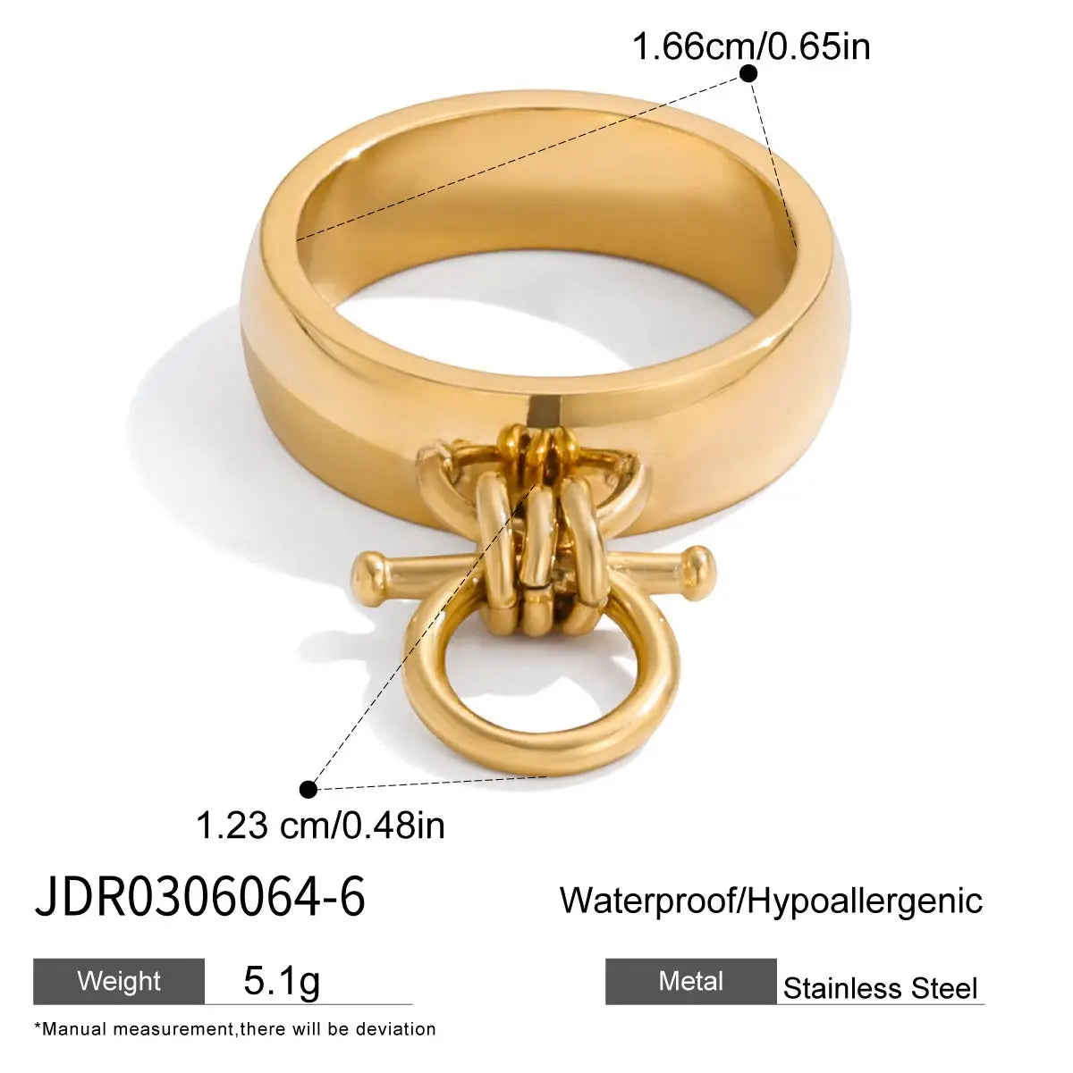 18K Gold Plated Stainless Steel Geometric Fashion Ring Waterproof Anti Allergic colorfast Fashion Jewelry Unisex 2024