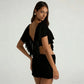 Sexy Two Piece Set Woman Summer Outfits 2026 V Neck Backless Ruffled Mesh Crop Top and Mini Skirt Sets