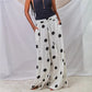 Women Polka Dot Wide Leg Pants Elastic Waist Drawstring Palazzo Pants with Pockets Casual Beach Vacation Summer Trousers