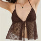 Summer Women Y2K Lace Shirt Sexy Halter Neck Deep V Neck Crop Top Tie Front Sleeveless Strappy Cami Shirt Streetwear