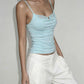 Patchwork Lace Camisole Women Bead Low-Neck Elasticity Simple Classic Sexy Music Festival Hip-Hop Style Streetwear