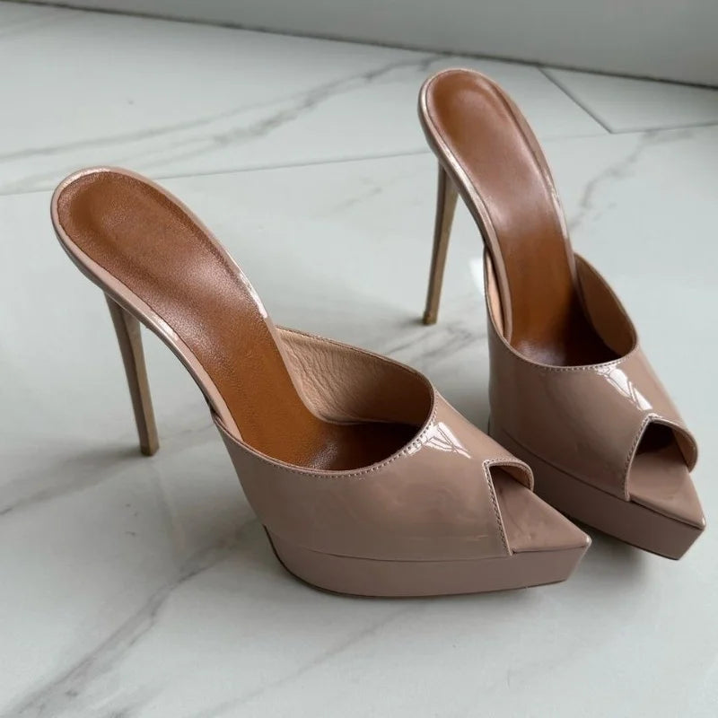 2026 Summer Women's Pointed Toe Open Toe Stiletto Cool Slippers Fashion Women's Wedding Dance Shoes