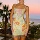 Women Sequin Floral Print Cami Mini Dress Sexy Spaghetti Strap Rhinestone Tassel Bodycon Dress Summer Party Clubwear