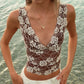 Women Sequined Lace Embroidery Tank Top Sleeveless Cami Tops V-neck Shiny Slim Fit Summer Clubwear for Daily Party