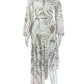 Sexy Air Print 2 Piece Set Women Fashion Deep V-Neck Full Sleeve Crop T-Shirt+Irregular Hem Skirt Trend Party Suits
