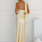 One Shoulder Backless Sexy Maxi Dress Women Gown Satin Skew Collar Sleeveless Thigh High Split Club Party Long Dresses