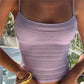 Women's Vertical Striped Knit Cami Top Spaghetti Strap Square Neck Fitted Waist Cropped Sweater Summer Casual Top