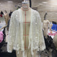 Women Sequin Cardigan Shirt Sparkly Long Sleeve Tie Open Front Shirts White V Neck Cardigans Top Going Out Streetwear