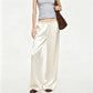 Women Solid Color Satin Wide Leg Pants Elastic Waist Loose Flowy Silky Straight Trousers Casual Vacation Party Wear