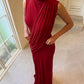 High Neck Draped Ruched Maxi Dress Women Elegant Sleeveless Bodycon Evening Club Party Long Dress Female Cocktail Gown