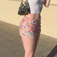 Colorful Flowers Skirts Women Sequins Patchwork Mesh Summer Trend Sweet Street Party Casual Holiday Chic Mini Bottoms