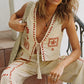 Women 2 Piece Outfits Floral Print Tie Front Tank Tops and Wide Leg Pants Set Streetwear Beach Vacation Y2K Clothes