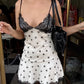 Polka Dot Backless Sexy Mini Dress Women Elegant V Neck Spaghetti Strap Sleeveless Lace A-line Club Party Dress Female