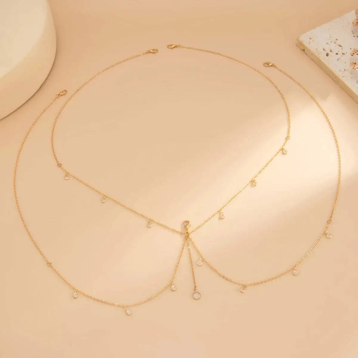 Boho Sexy Crystal Tassel Chest Bra Chain Necklace for Women Summer Beach Bikinis Exquisite Festival Body Jewelry Gift