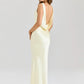 Satin Backless Draped Sexy Maxi Dress Women Fashion Cowl Neck Sleeveless High Waist Club Party Long Dress Female New