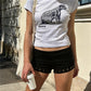 Women Fold Over Low Rise Shorts Gold Stud Hem Decor Slim Bodycon Hot Shorts Y2K Summer Casual Street Mini Short Pants