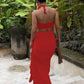 Sexy Skirt Two Piece Sets Women Flower Strapless Crop Tops And Midi Skirt Femme Backless Side Slit Sexy Two Piece Sets