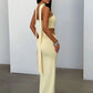 Halter Neck Strapless Sexy Maxi Dress Women Summer Elegant Off-shoulder Ruched Cutout Bodycon Party Long Dresses