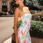 Tube Slit Dress Women Summer Irregular Colorful Print Elegant Sexy Skinny Birthday Party Midnight Club Maxi Bodycon