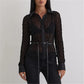 Women Y2K Shirt Long Sleeve Shirts Blouse Button-down Stripes Fall Spring Sheer See Through Tops Vintage Streetwear