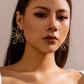 Vintage Hollow Out Metal Flower Leaf Stud Earrings for Women 2023 Trending Geometric Piercing Earrings Jewelry Gifts