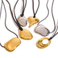 Minimalism Glossy Shine Stainless Steel Irregular Geometric Metal Wax Rope Necklace For Women Waterproof Jewelry